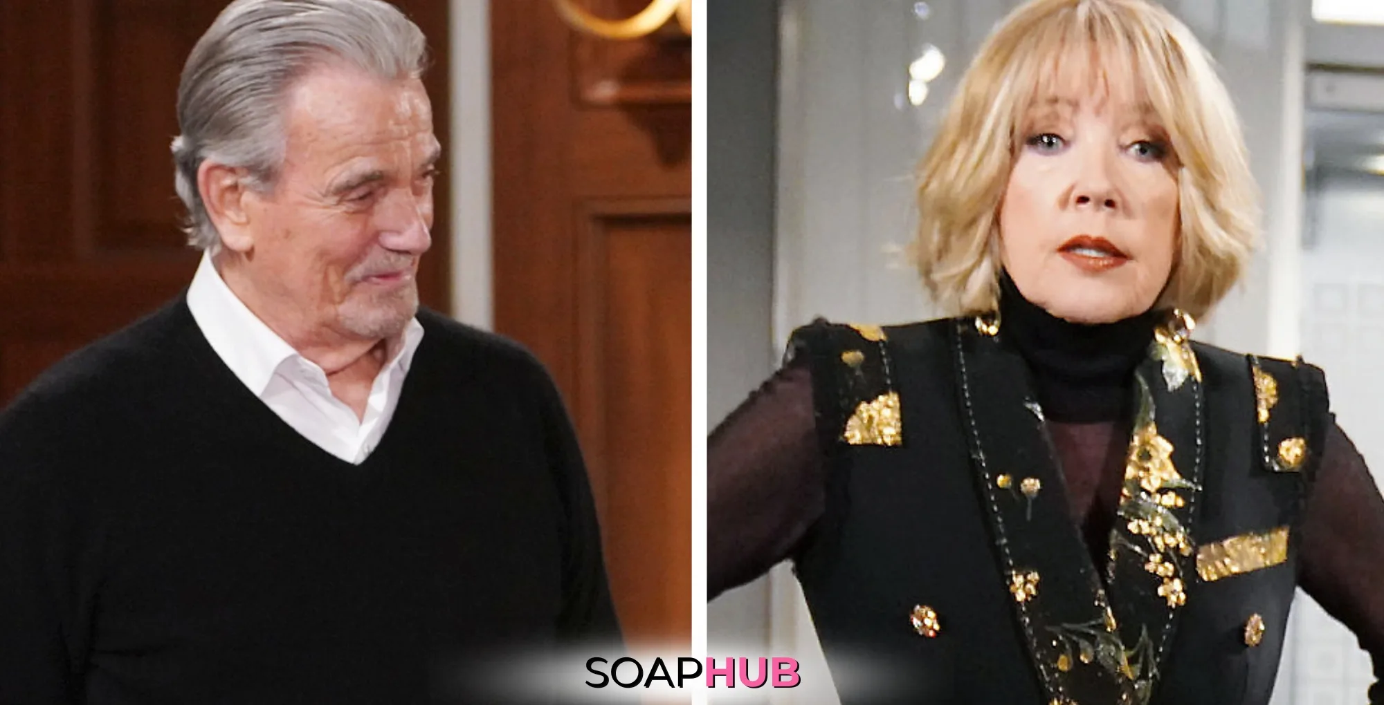 Young and the Restless Spoilers April 17 Victor and Nikki with the Soap Hub logo.