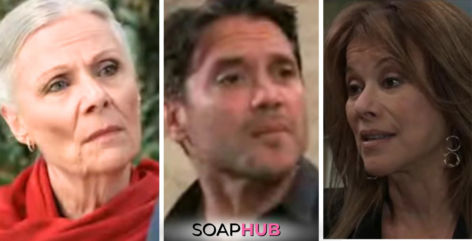 Tracy, Dante, and Alexis on General Hospital with the Soap Hub logo across the bottom.