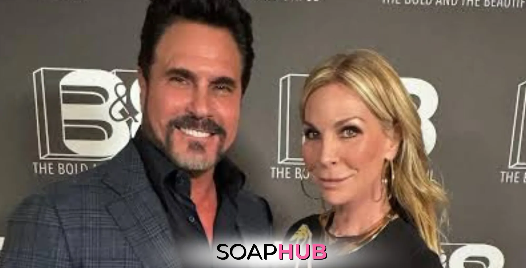 The Bold and the Beautiful's Don Diamont and his wife, Cindy, with the Soap Hub logo across the bottom.