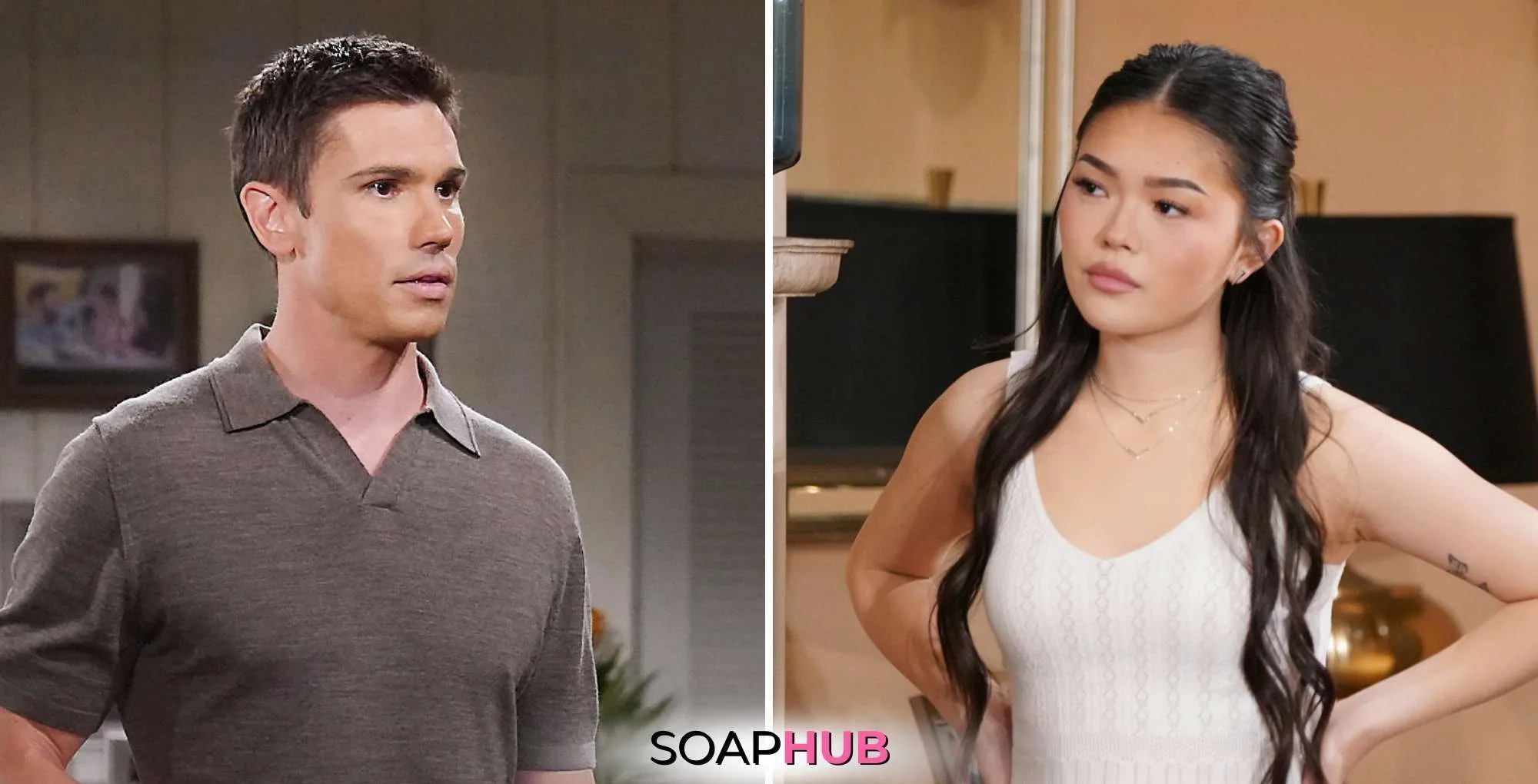 Finn and Luna on Bold and the Beautiful with the SoapHub logo.