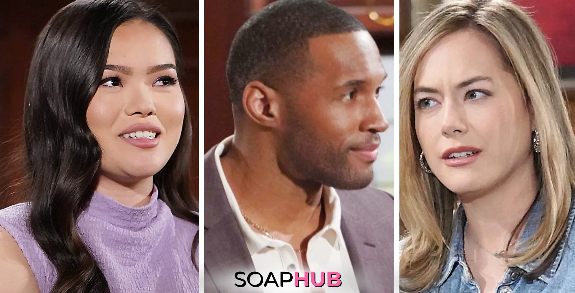 Bold and the Beautiful Must Watch Moments Weekly Update May 12–16 Luna, Carter, and Hope with the Soap Hub logo.