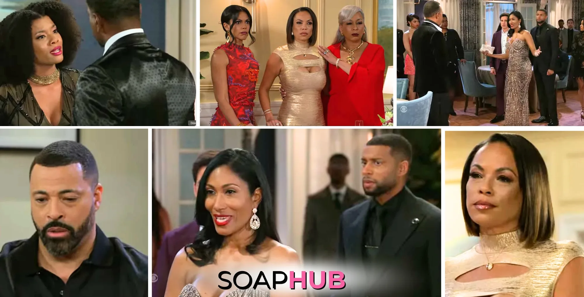 Collage of the Friday, May 2 episode of Beyond the Gates, with the Soap Hub logo