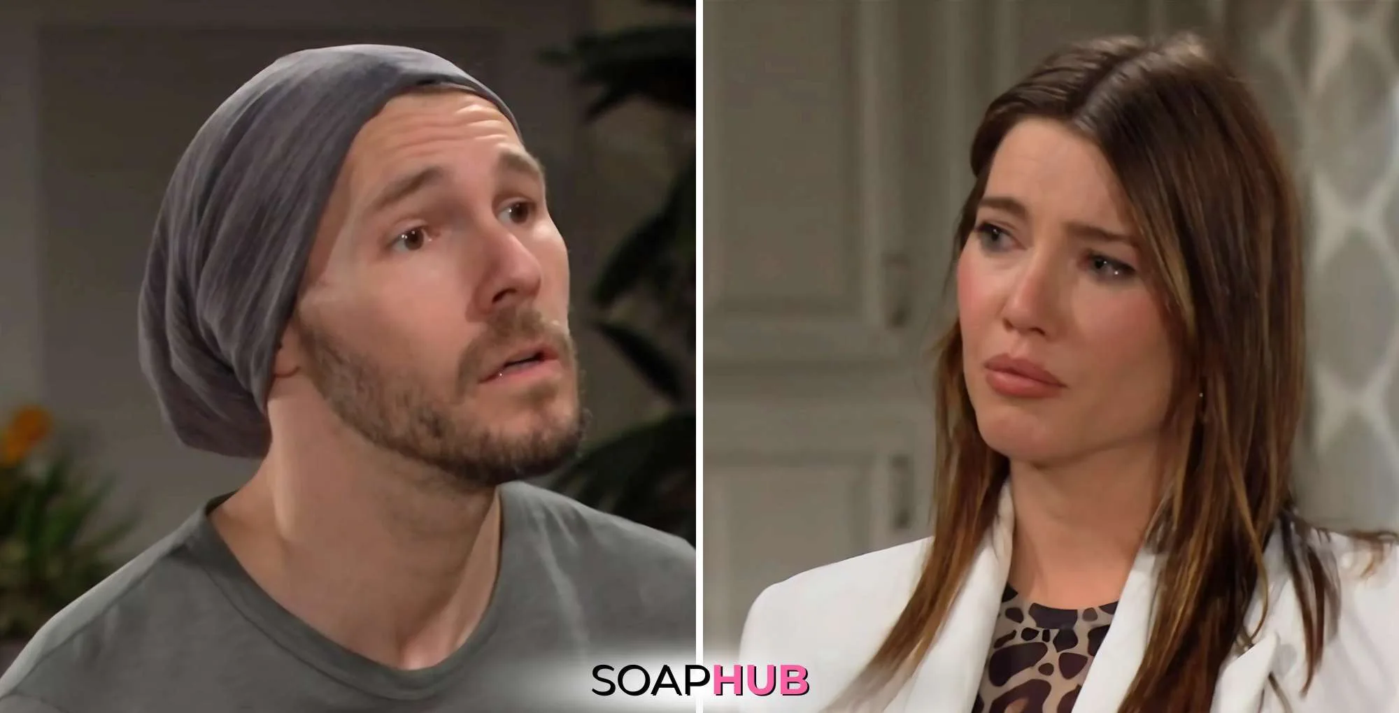 Bold and the Beautiful Recap May 5: Liam and Steffy with the SoapHub logo.