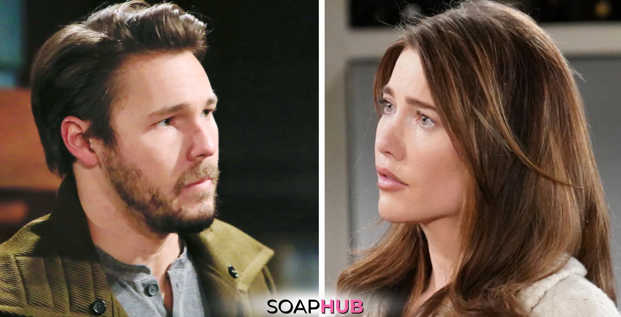 Bold and the Beautiful Must Watch Moments May 5 Liam and Steffy with the Soap Hub logo.