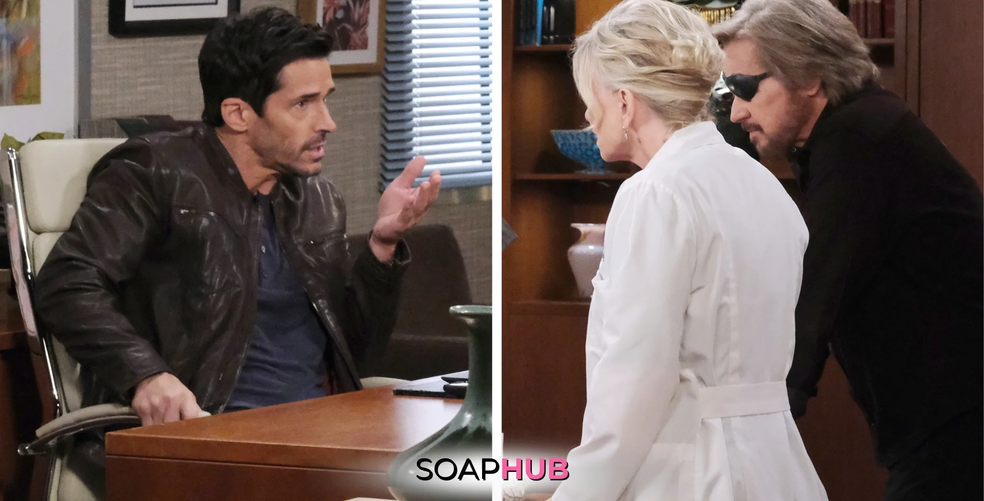 Days of our Lives Spoilers May 16: Shawn, Kayla, and Steve with the Soap Hub logo.