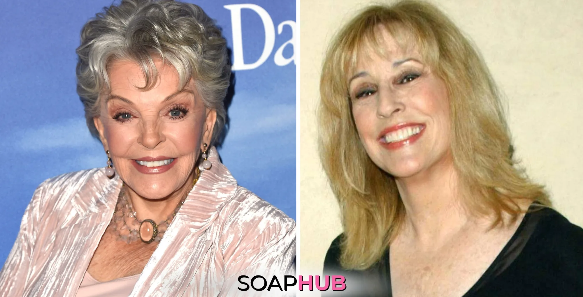 Susan Seaforth Hayes and Denise Alexander with the Soap Hub logo across the bottom.