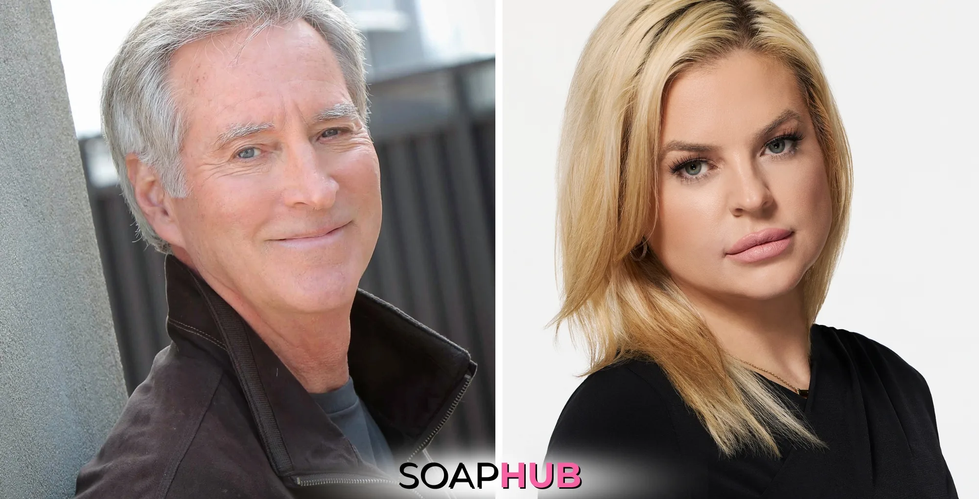 Days of Our Lives' Drake Hogestyn and alum/General Hospital star Kirsten Storms with the Soap Hub logo across the bottom.