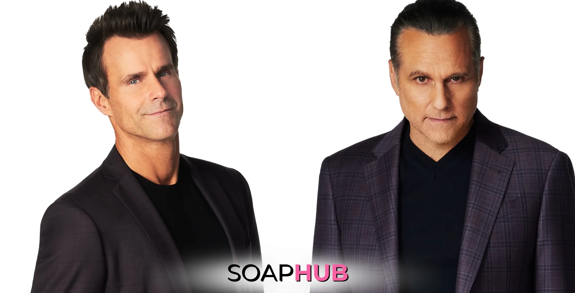 General Hospital Cameron Mathison and Maurice Benard with the Soap Hub logo
