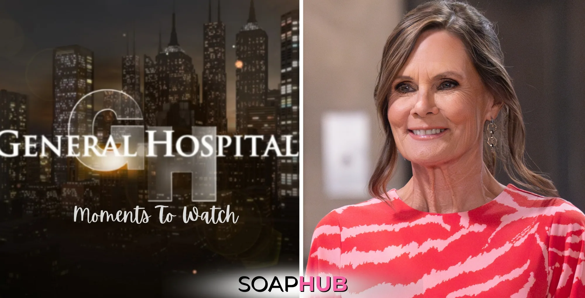 Lucy from General Hospital with the Soap Hub logo across the bottom.