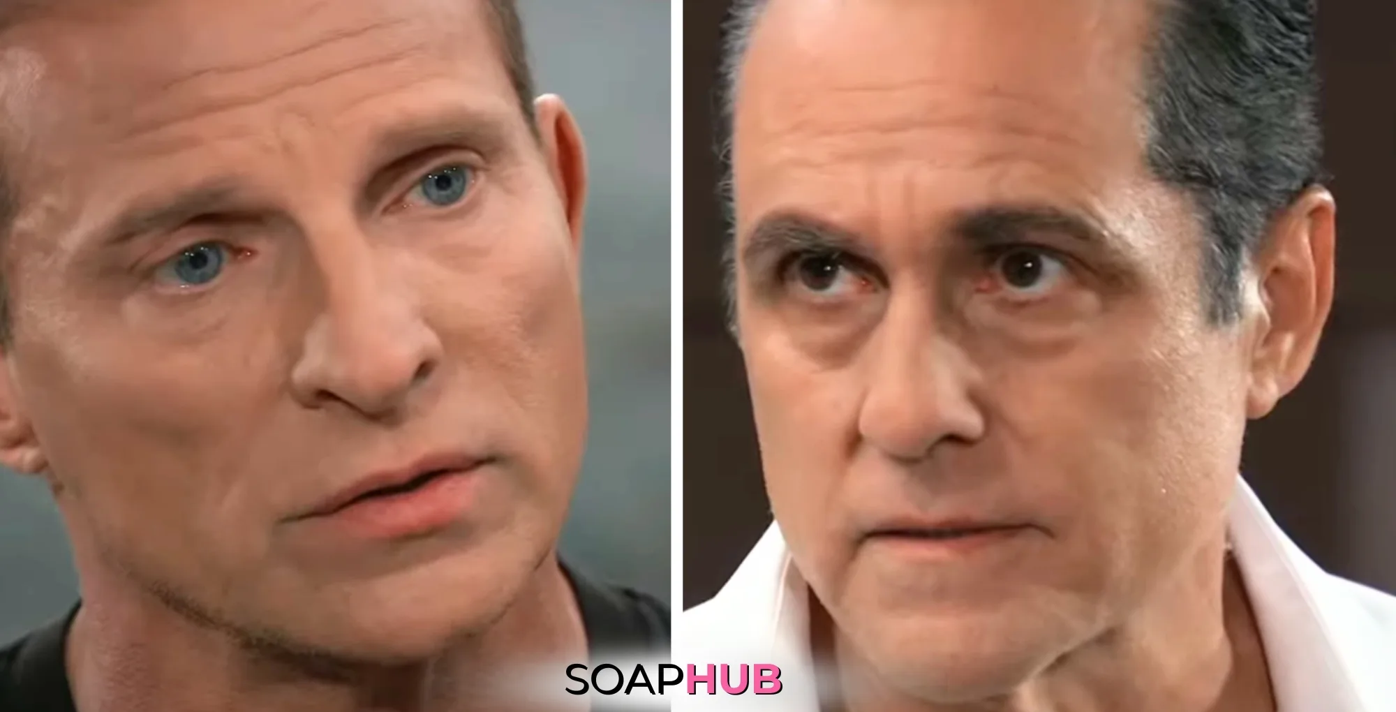 Jason and Sonny on the May 12, 2025 episode of General Hospital with the Soap Hub logo across the bottom.
