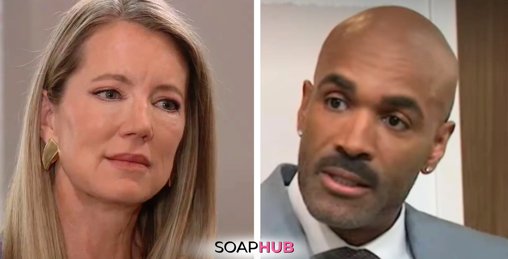 Nina and Curtis commiserate in spoilers for the Thursday, May 8 episode of Gneneral Hospital, with the Soap Hub logo