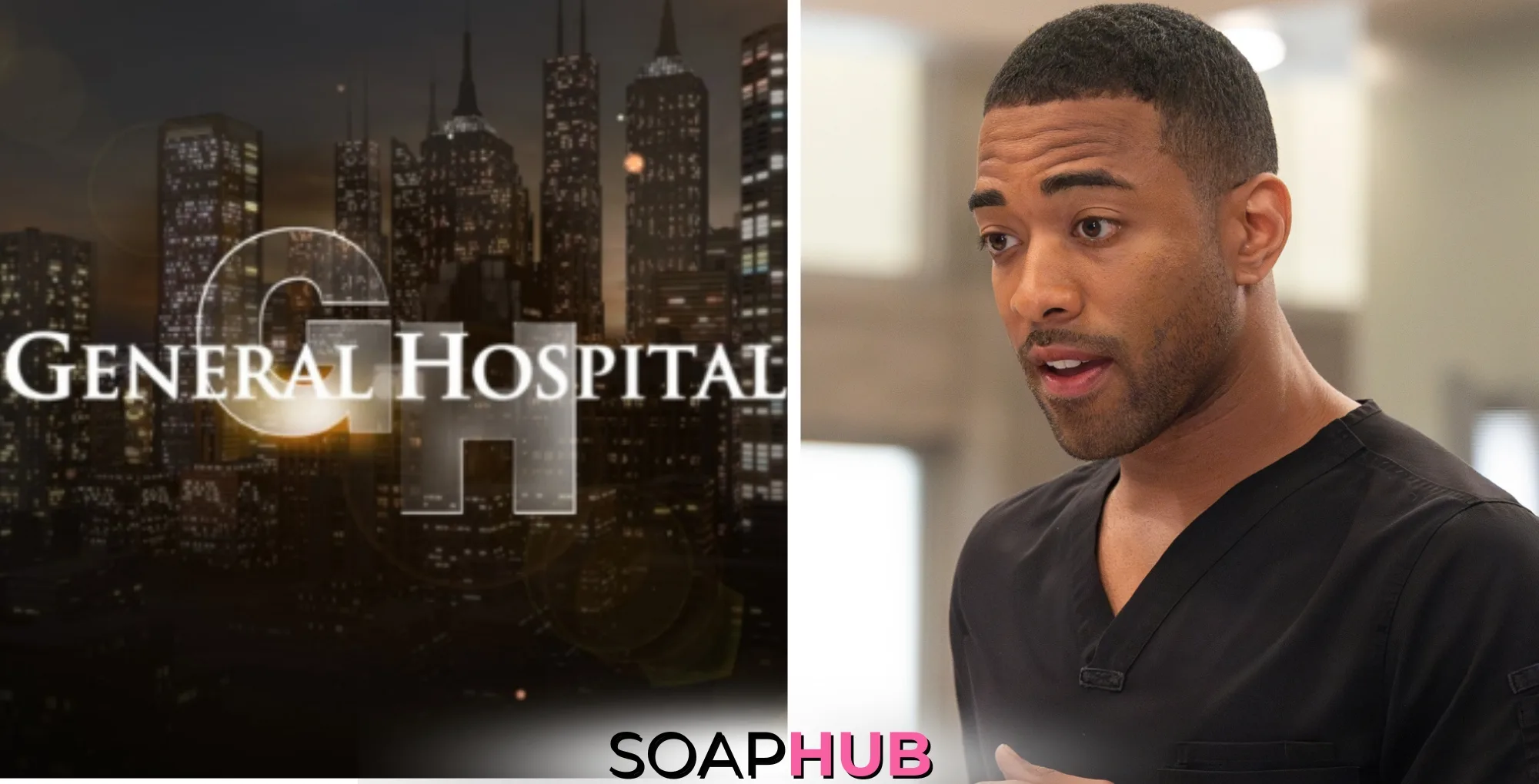 General Hospital's Dr. Isaiah Gannon, with the Soap Hub logo