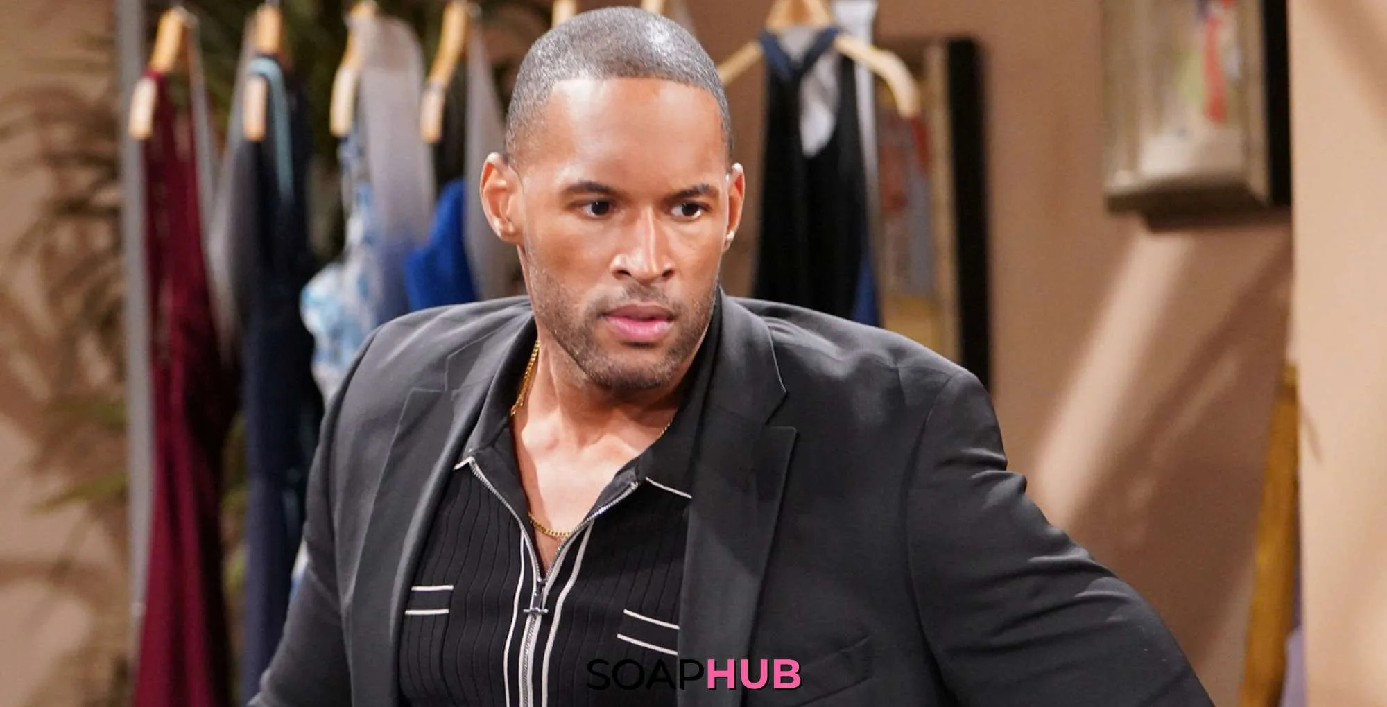 Carter on Bold and the Beautiful with the SoapHub logo.