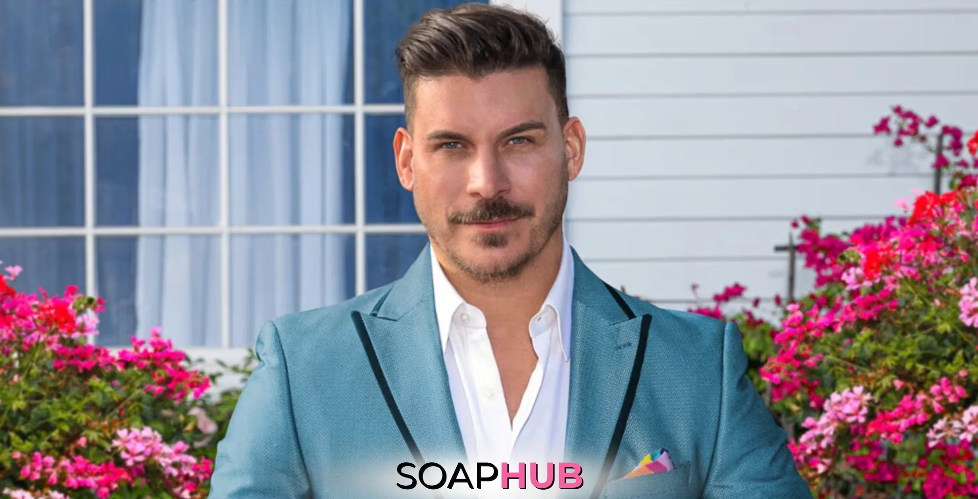 The Valley's Jax Taylor with the Soap Hub logo.
