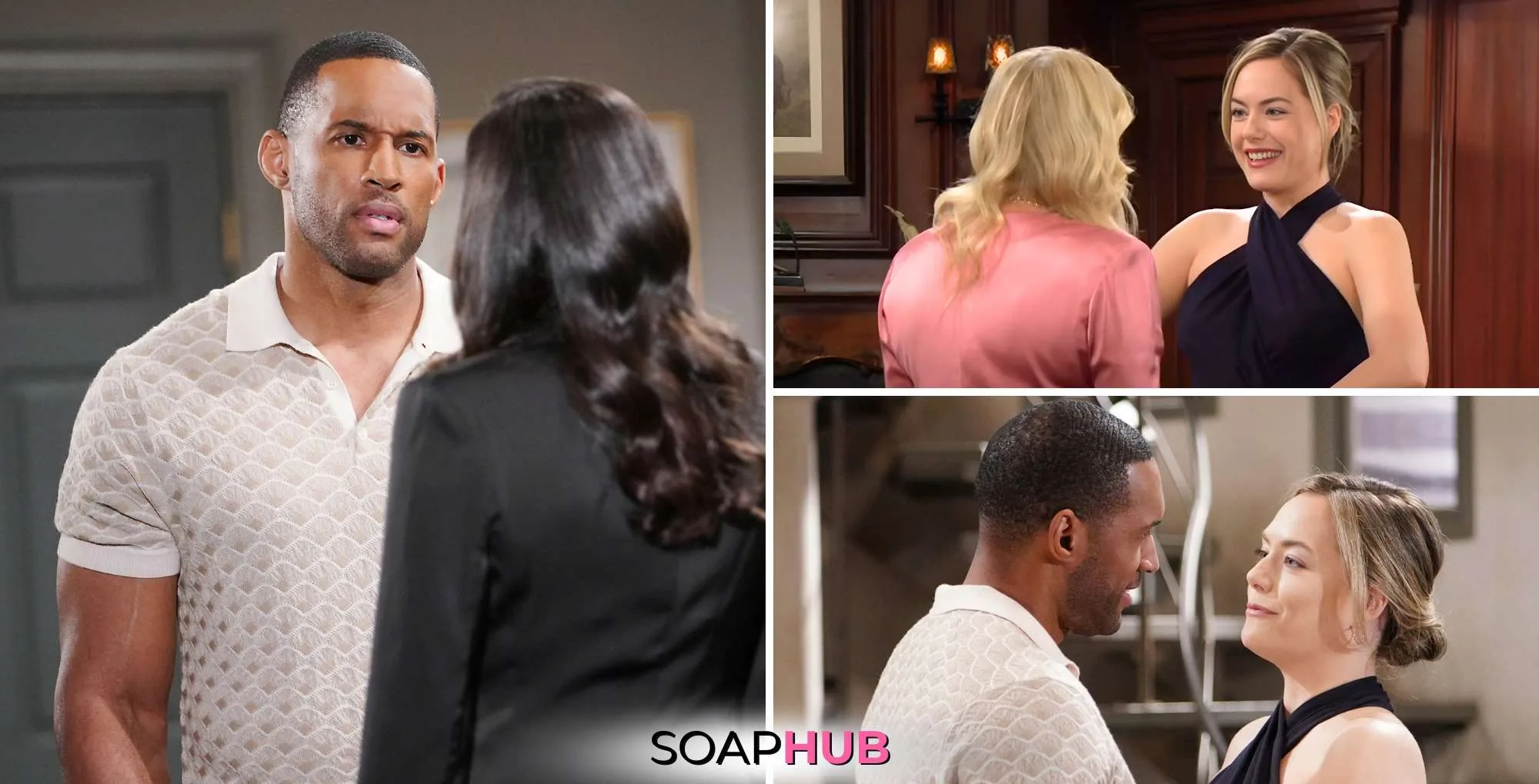 The Three Biggest Bold and the Beautiful Moments of the Week May 19-23 collage with the SoapHub logo.