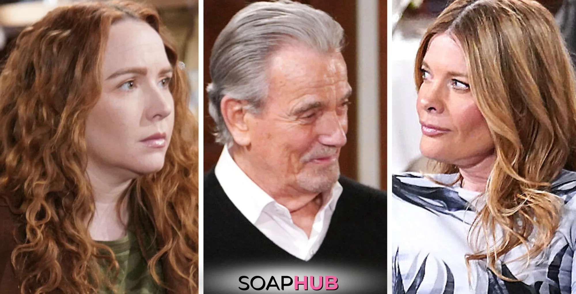 Young and the Restless Spoilers May 12-16: Mariah, Victor, and Phyllis with the Soap Hub logo.