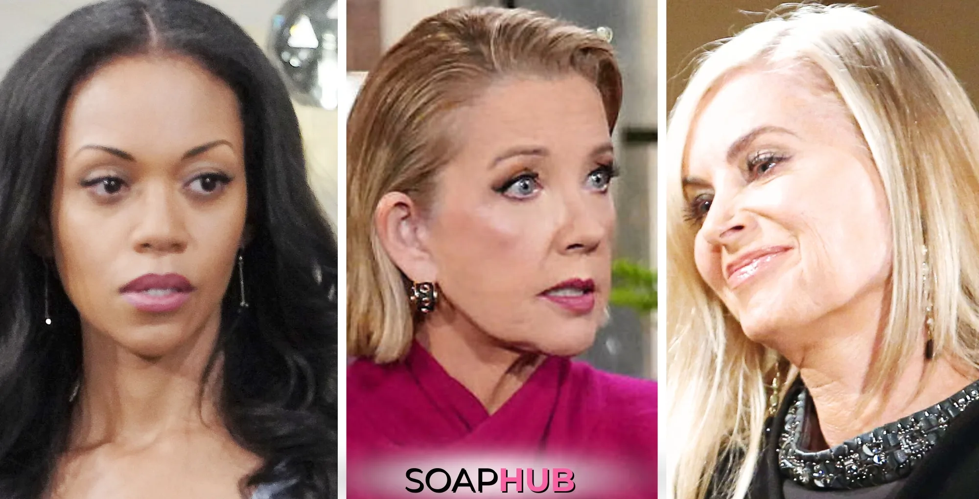 Amanda, Michael, and Nikki are featured players in The Young and the Restless Spoilers for the week of May 26-30, 2025, With Soap Hub logo