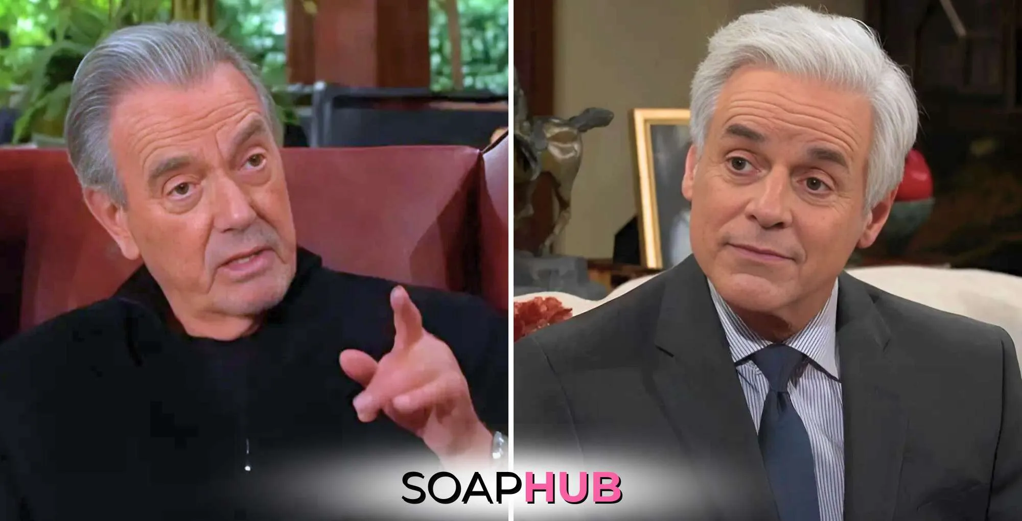 Young and the Restless May 23 Victor and Michael with the Soap Hub logo.