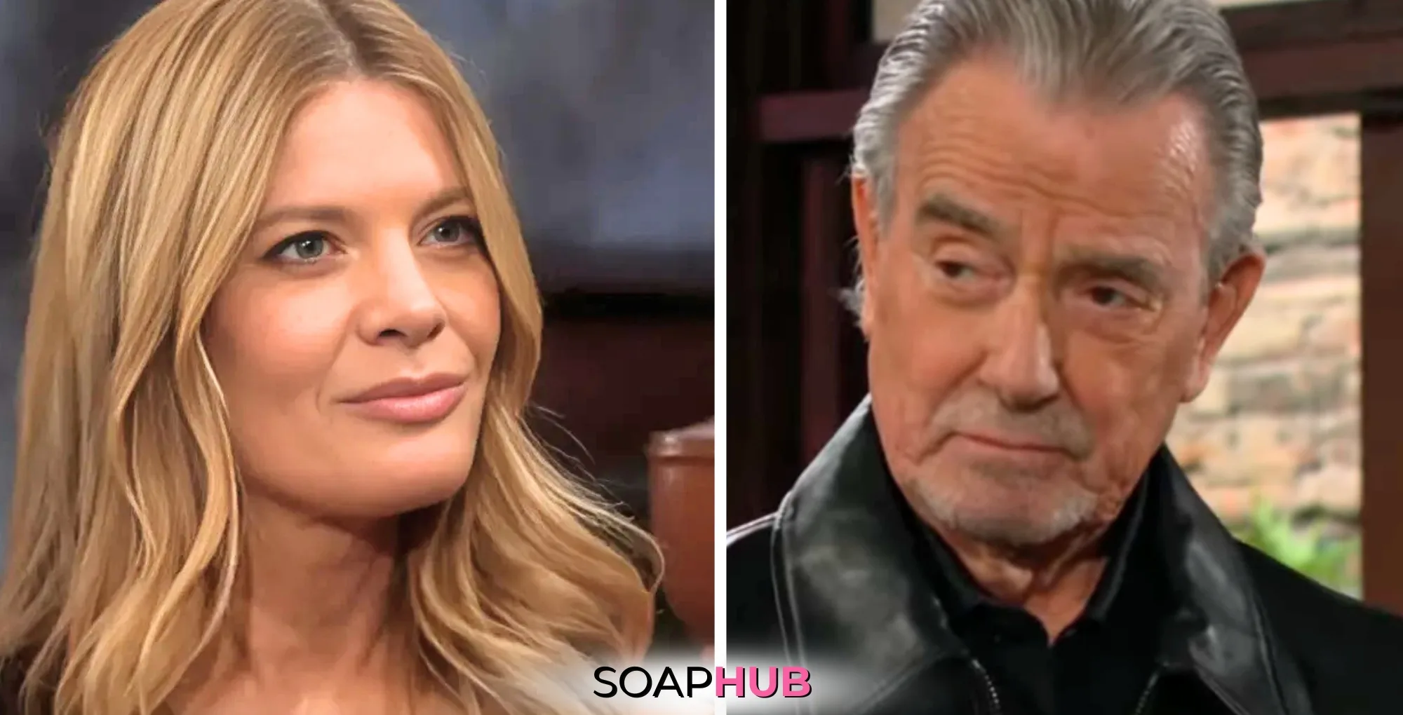 Young and the Restless Spoilers May 14 Phyllis and Victor with the Soap Hub logo.