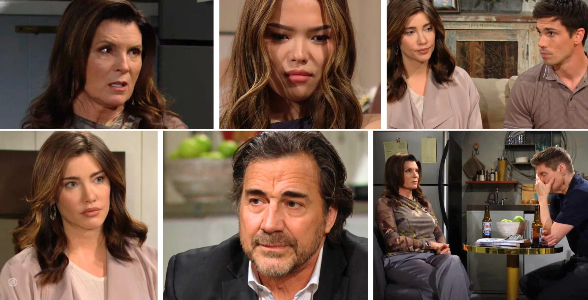 Bold and the Beautiful Key Moments June 5 Luna, Sheila, Steffy, Ridge, and Deacon with the Soap Hub logo.