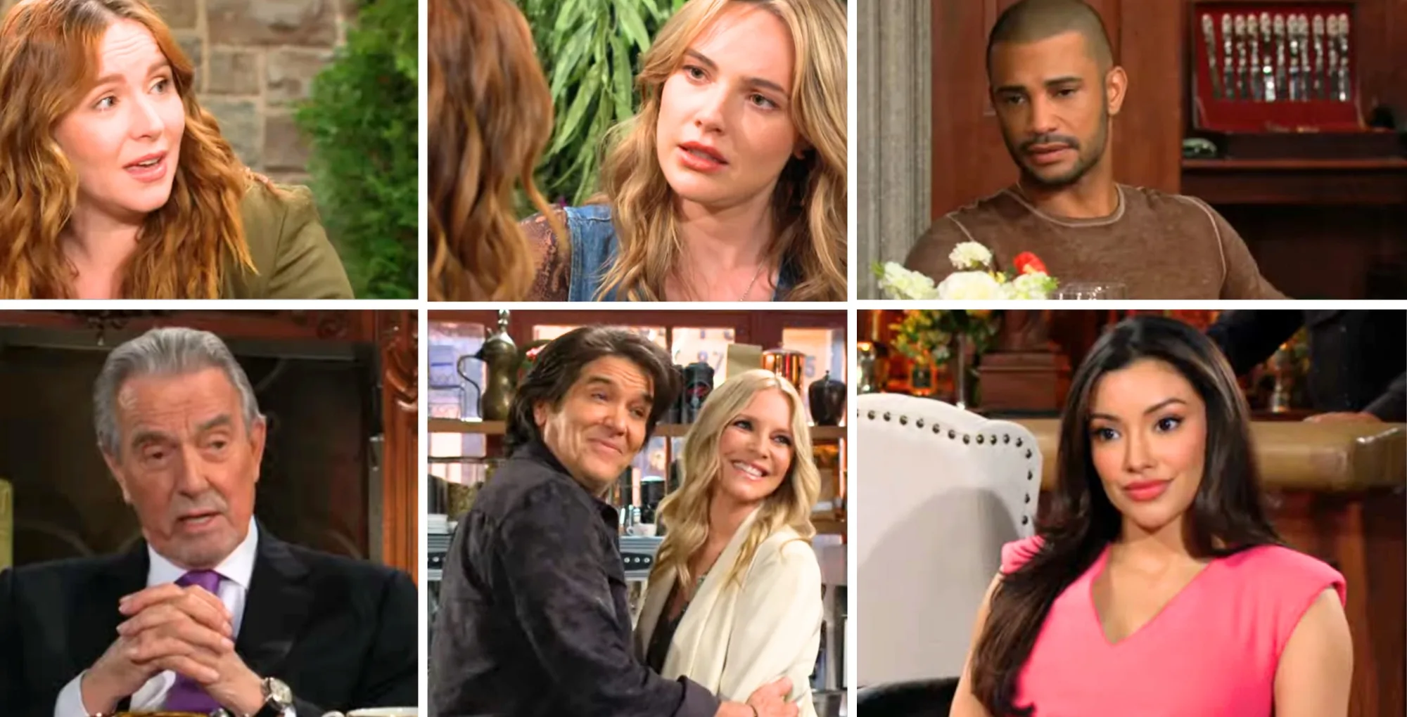 The Young and the Restless characters Mariah, Tessa, Holden, Victor, Danny, Christine, and Audra; with the Soap Hub logo.