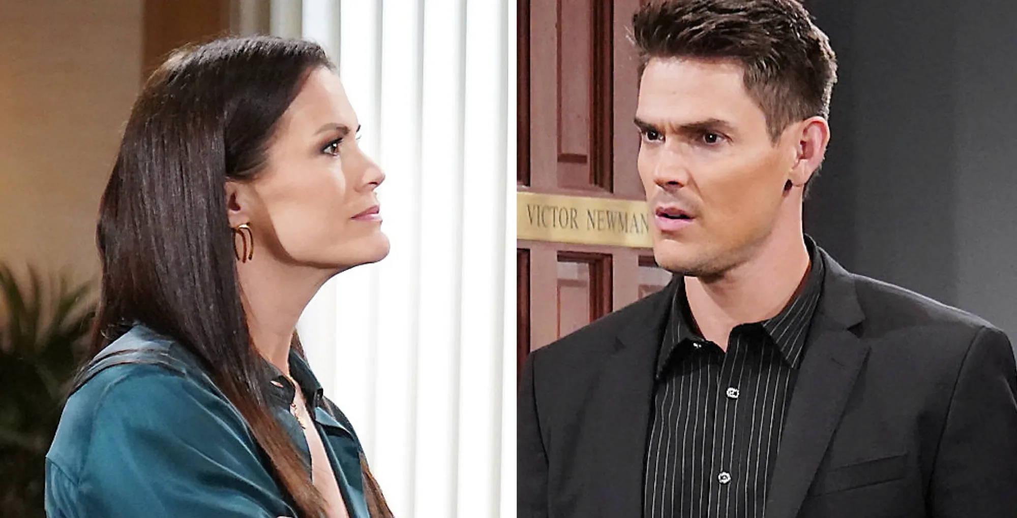 The Young and the Restless characters Chelsea and Adam.