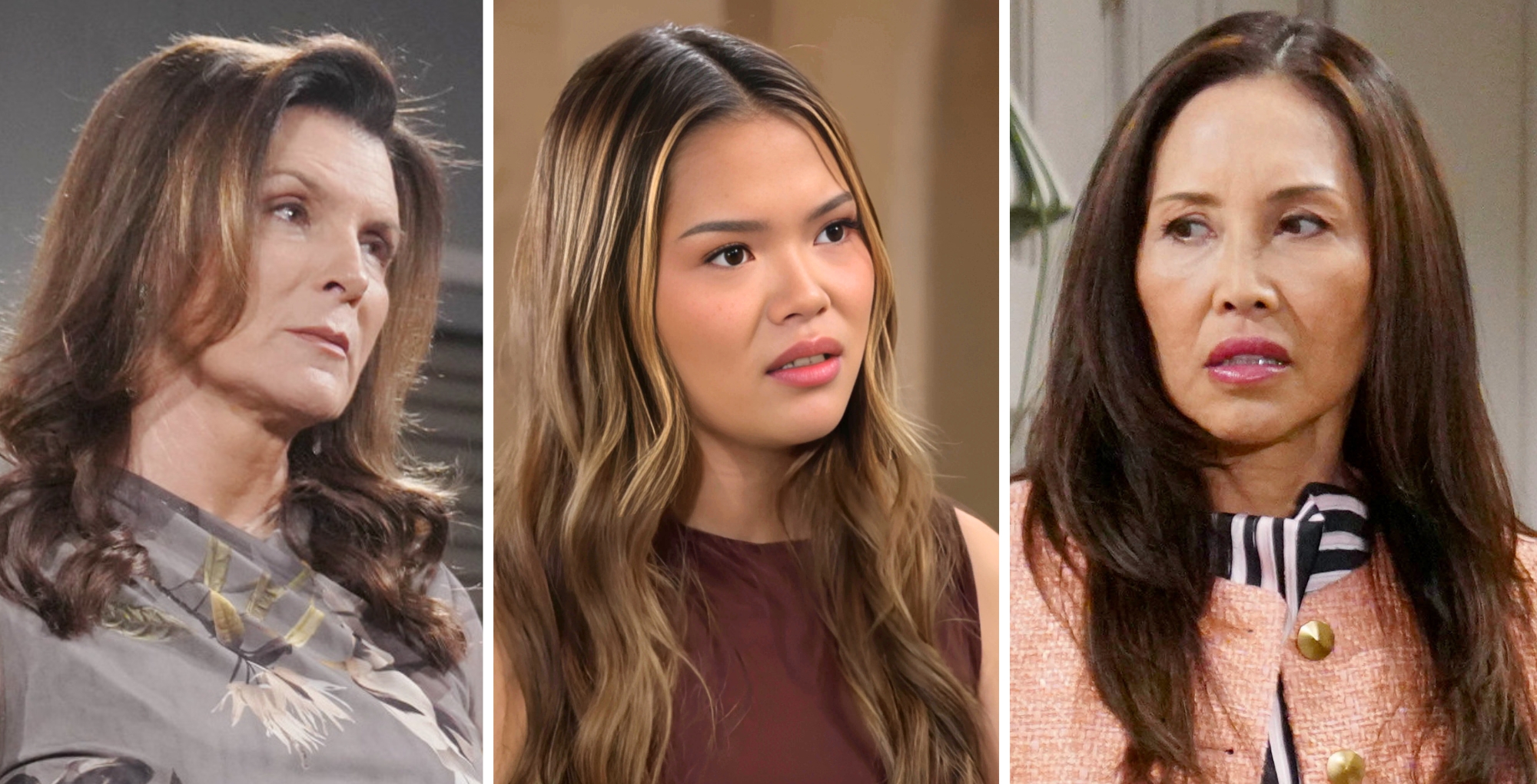 Kimberlin Brown as Sheila Carter, Lisa Yamada as Luna Nozawa, and Naomi Matsuda as Li Finnegan. Bold and the Beautiful.