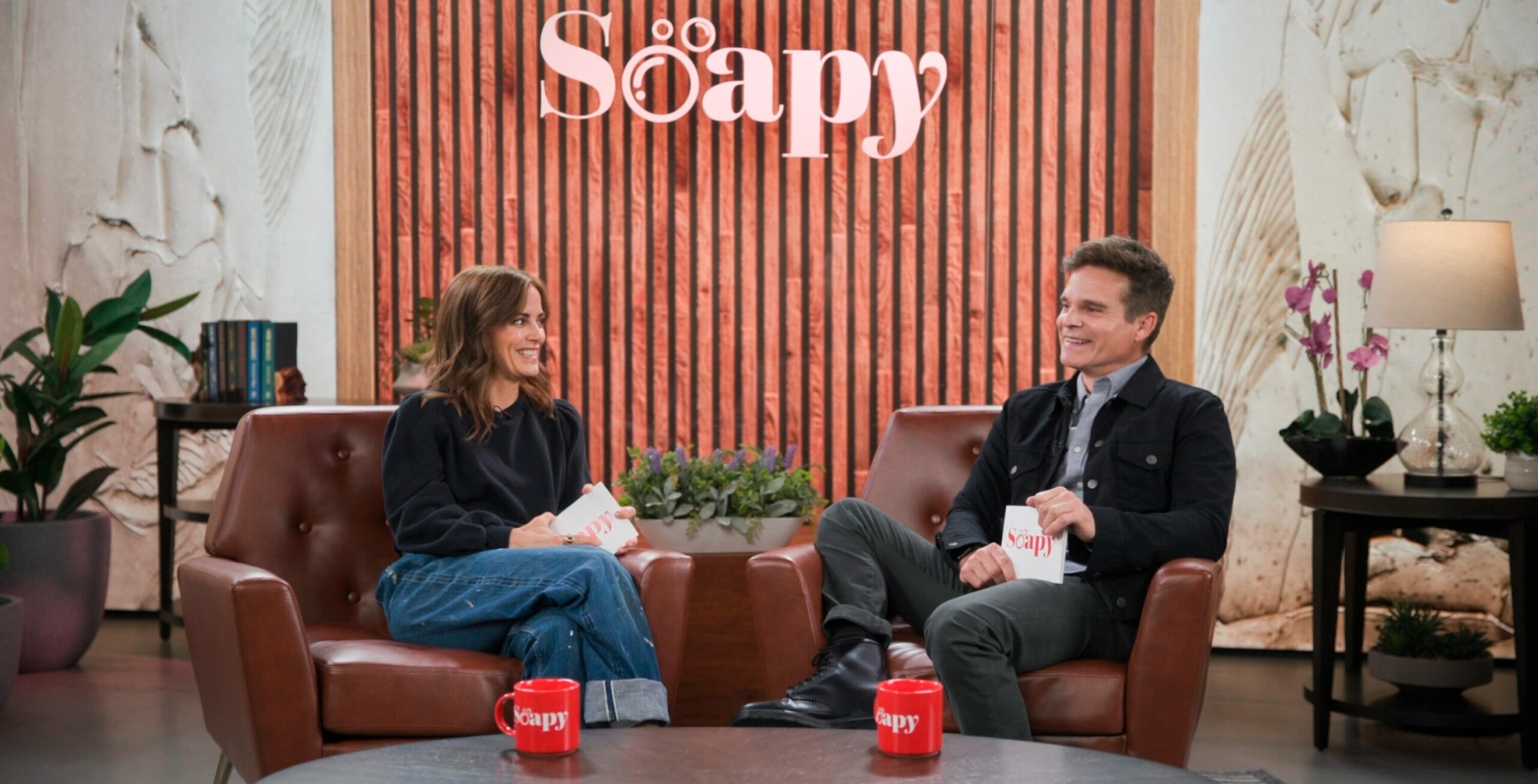 Rebecca Budig and Greg Rikaart on Soapy set.