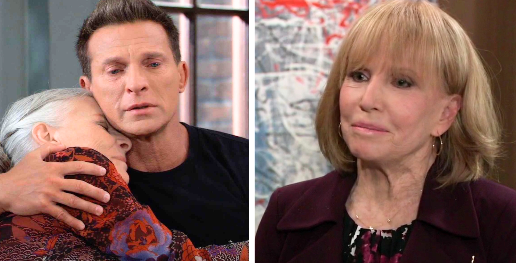 Tracey and Jason mourning Monica on General Hospital