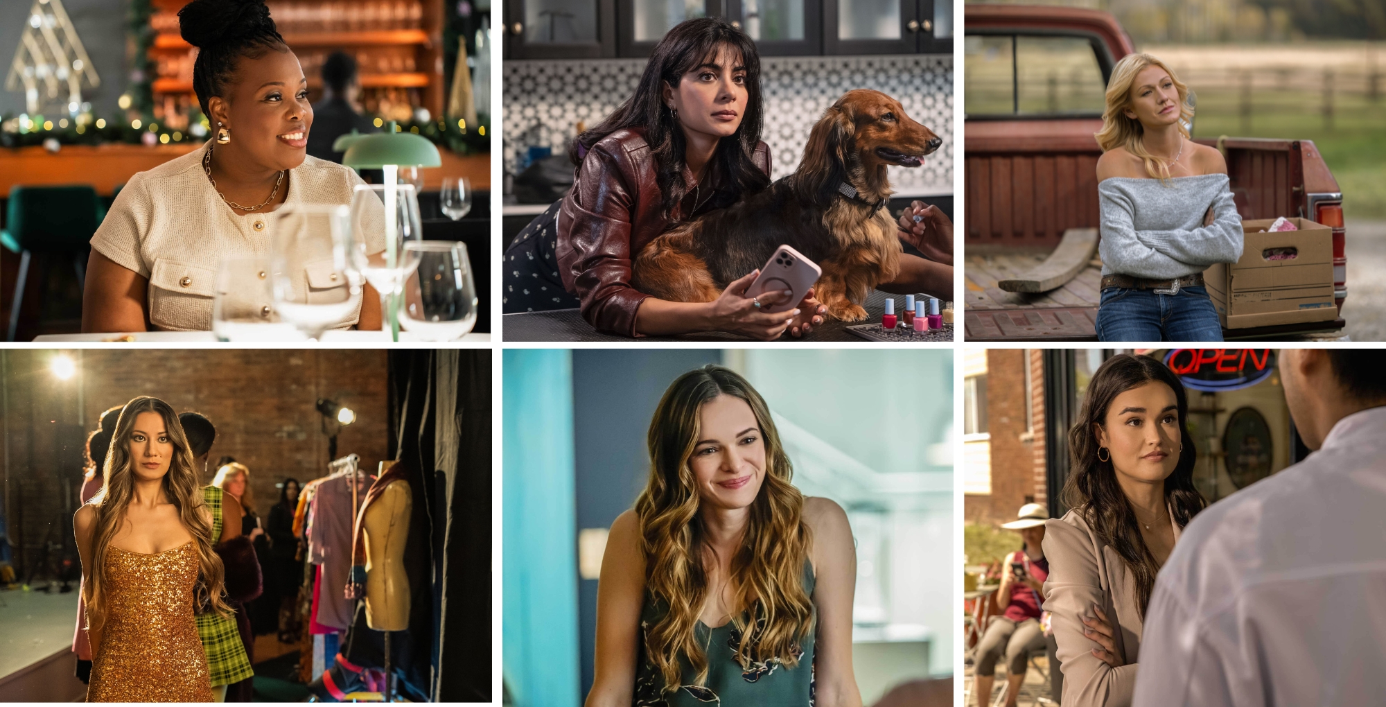 L-R: Amber Riley, Emeraude Toubia, Katherine McNamara, Katharine King So, Danielle Panabaker, and True O'Brien. Harlequin Romance Movies.