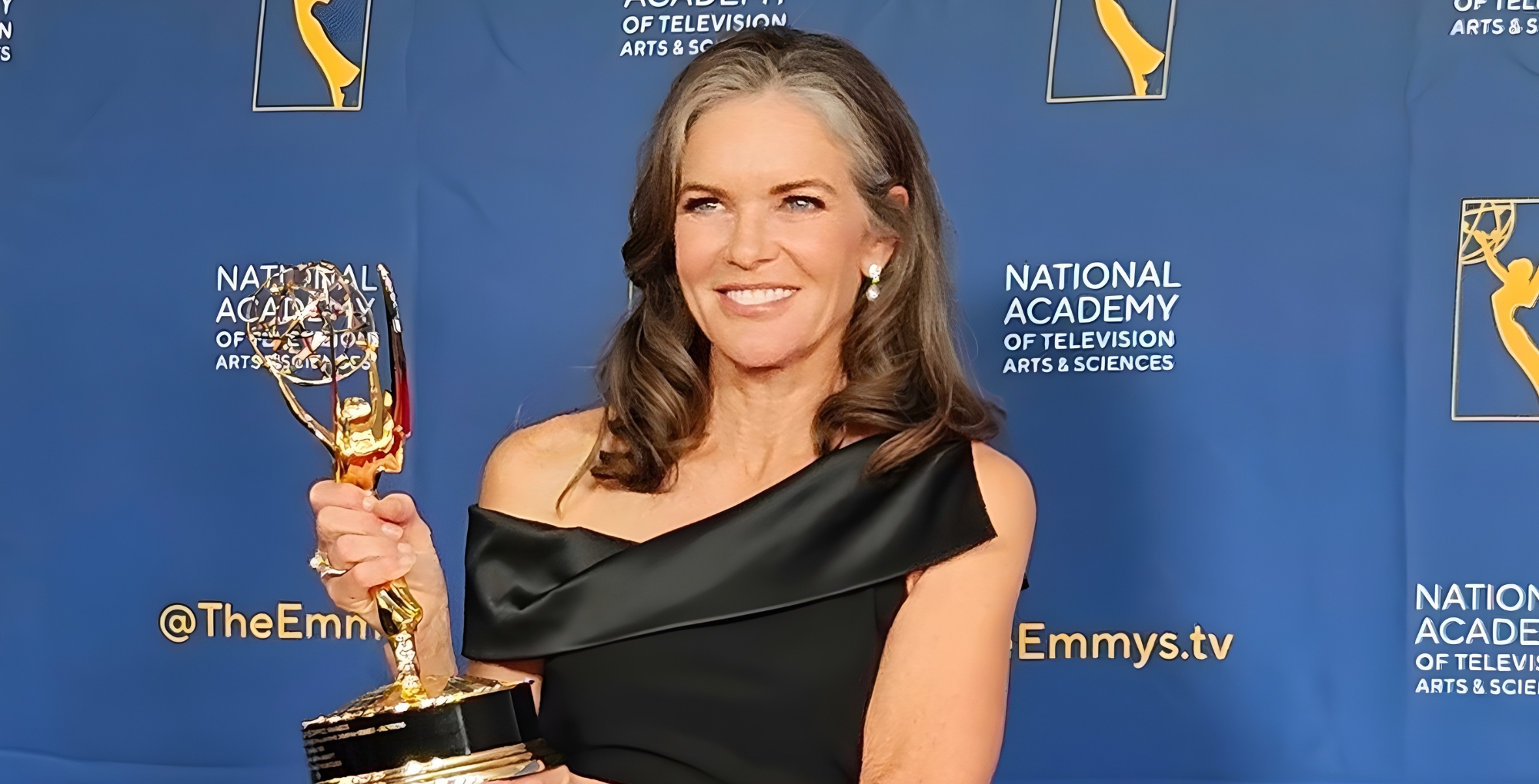 The Young and the Restless star Susan Walters celebrating her Daytime Emmy win for Supporting Actress.