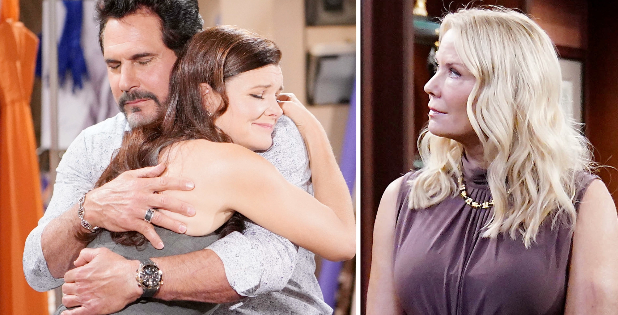 The Bold and the Beautiful characters Katie, Bill, and Brooke.