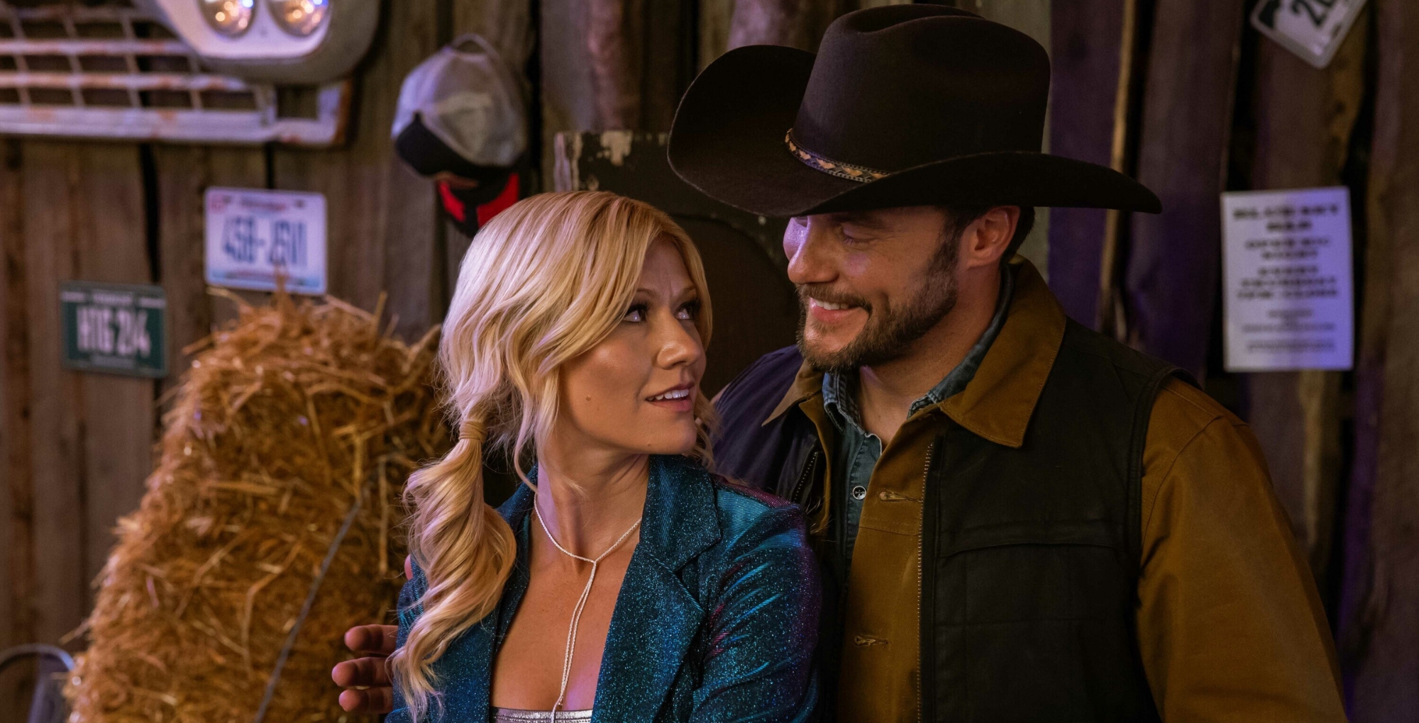 Katherine McNamara as Heather and Dennis Andres as Cliff in Montana Mavericks