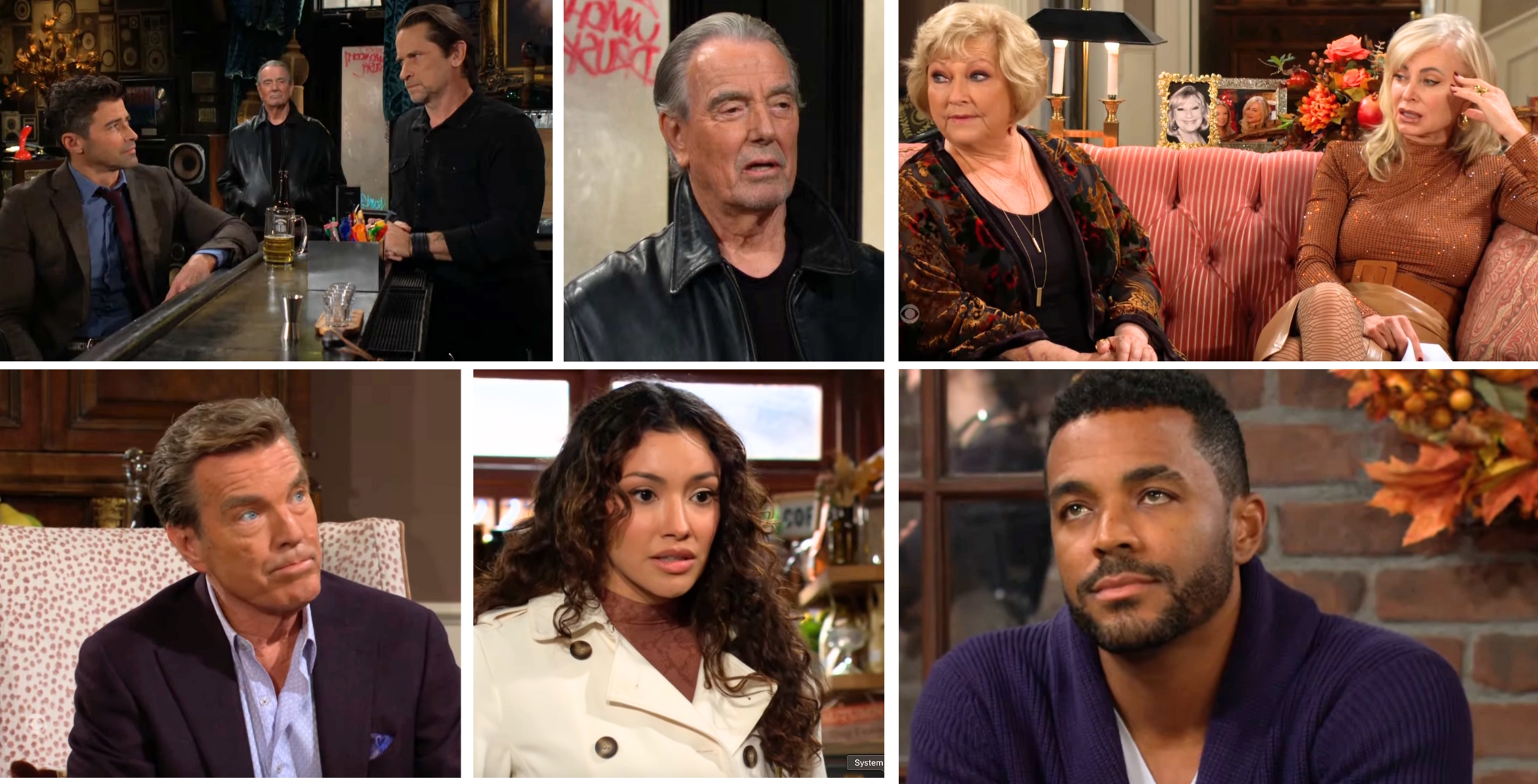 The Young and the Restless characters Detective Burrow, Victor, Matt, Traci, Ashley, Jack, Audra, and Nate.