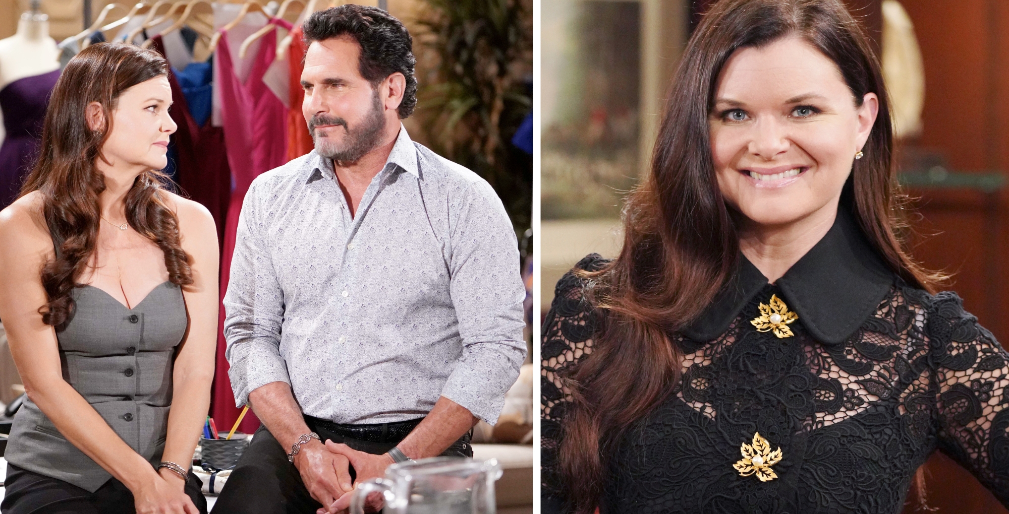 The Bold and the Beautiful characters Katie and Bill, and actress Heather Tom.