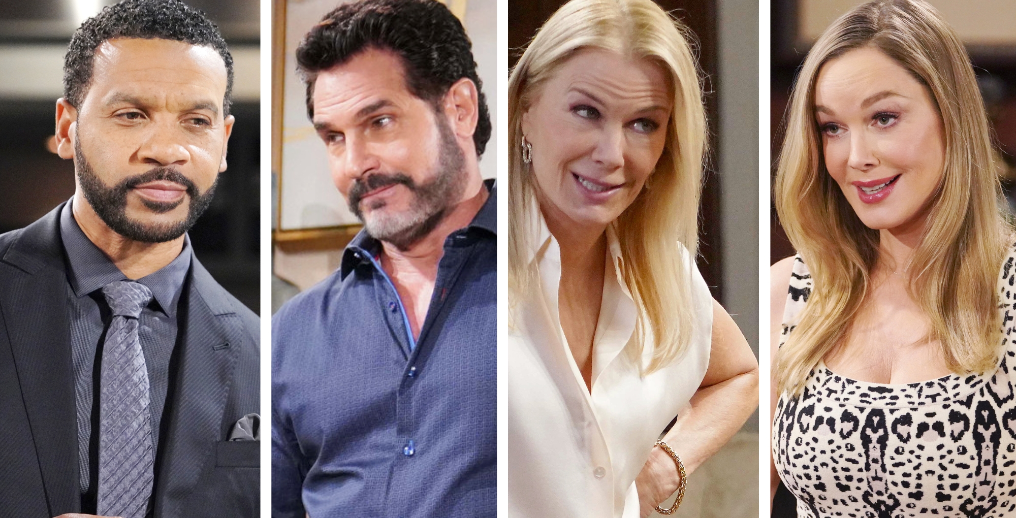Aaron D. Spears as Justin Barber, Don Diamont as Bill Spencer, Katherine Kelly Lang as Brooke Logan, and Jennifer Gareis as Donna Logan on The Bold and the Beautiful