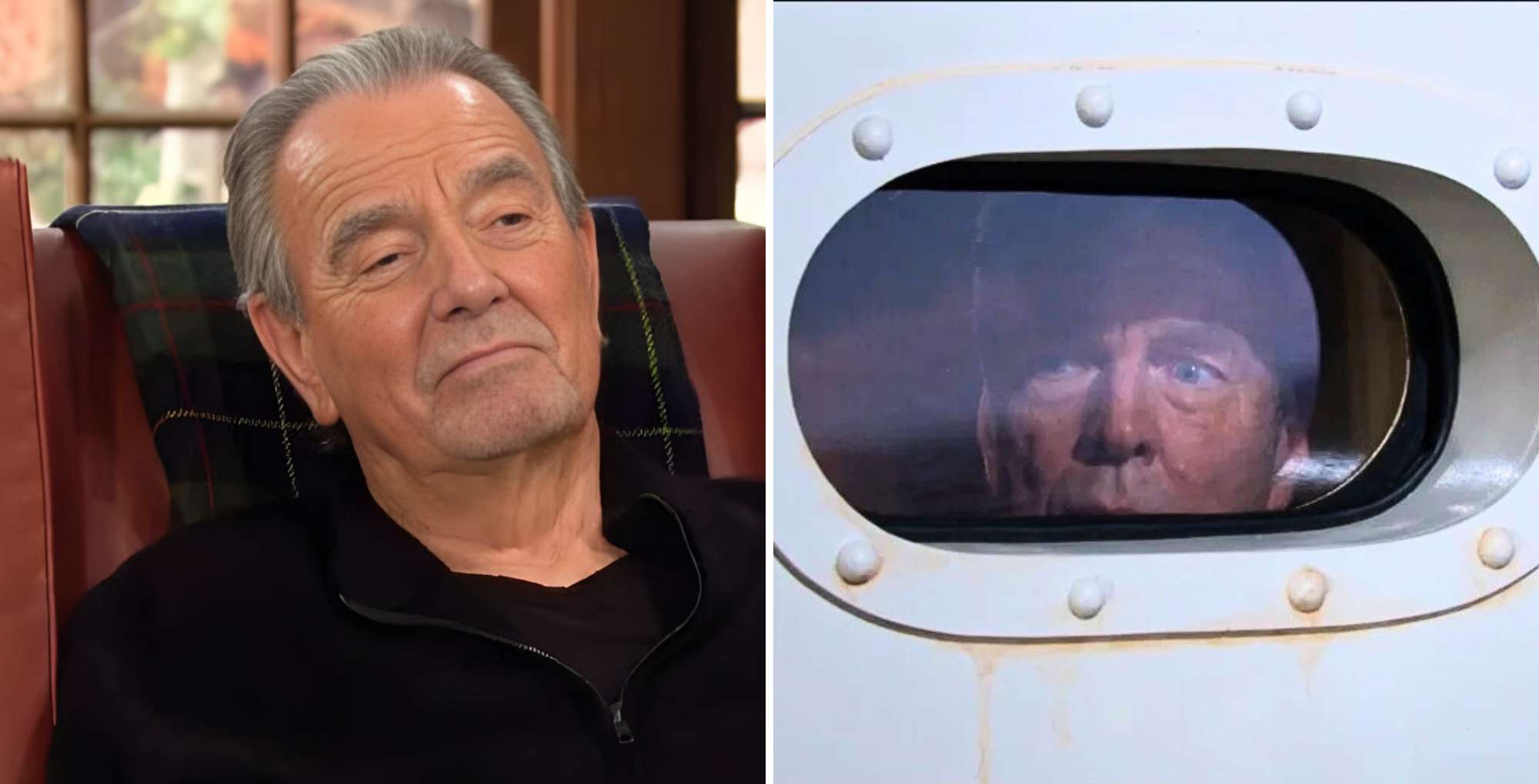 Young and the Restless March 5 Victor in his chair and Jack in a boat.